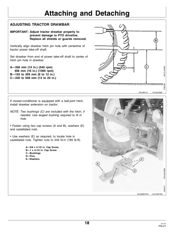 John Deere 920, 930 Rotary Impeller Mower Conditioner Operator’s Manual (OME87575) Workshop Guide