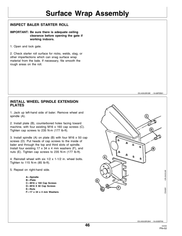 John Deere Surface Wrap System for 435, 535 Round Balers (880001-) Operator’s Manual (OME87620) Workshop Guide