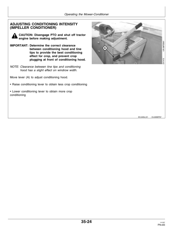 John Deere 945 (127001-), 955 (129001-) Center Pivot Rotary Mower Conditioners Operator’s Manual (OME92956) Workshop Guide