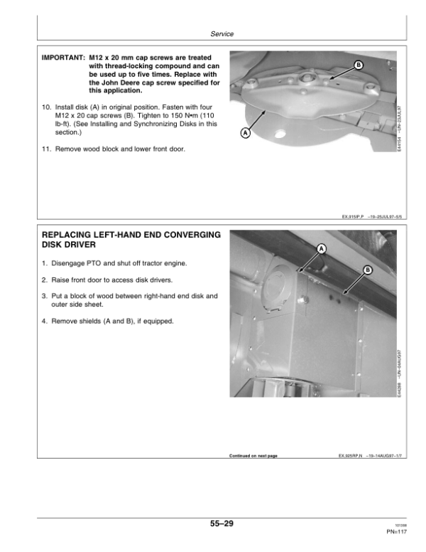 John Deere 925, 935 Rotary Roll Mower Conditioners Operator’s Manual (OME95637) Workshop Guide