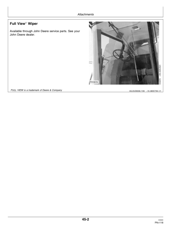 John Deere 4890 Self-Propelled Windrower Operator’s Manual (OME97928) Workshop Guide