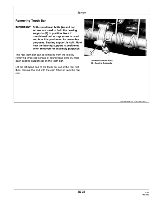 John Deere 890 Auger Platform With Hay Conditioner Operator’s Manual (OME98007) Workshop Guide