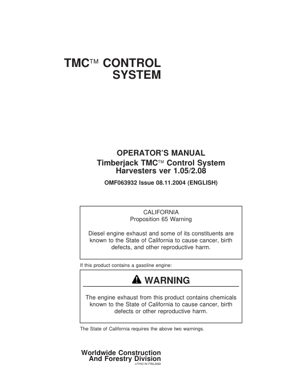 John Deere TMC Control Systems Operator’s Manuals (OMF063932 VER 105 208) Workshop Guide
