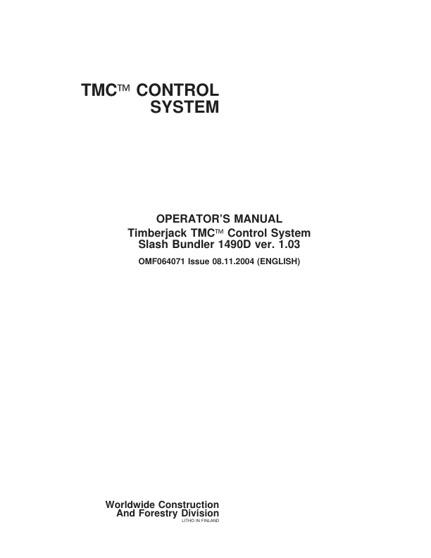 John Deere TMC Control Systems Operator’s Manuals (OMF064071) Workshop Guide