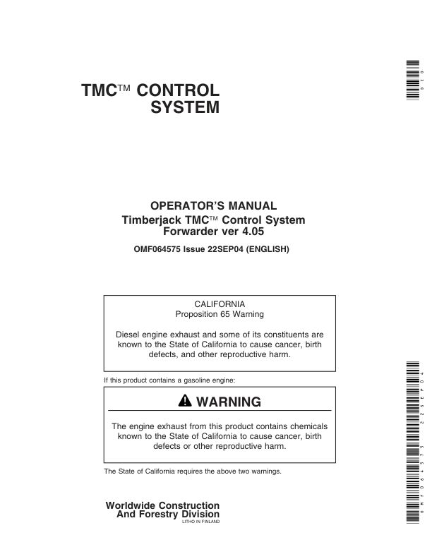 John Deere TMC Control Systems Operator’s Manuals (OMF064575) Workshop Guide