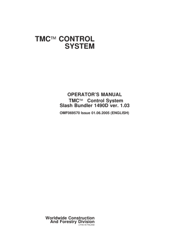 John Deere TMC Control Systems Operator’s Manuals (OMF069570) Workshop Guide