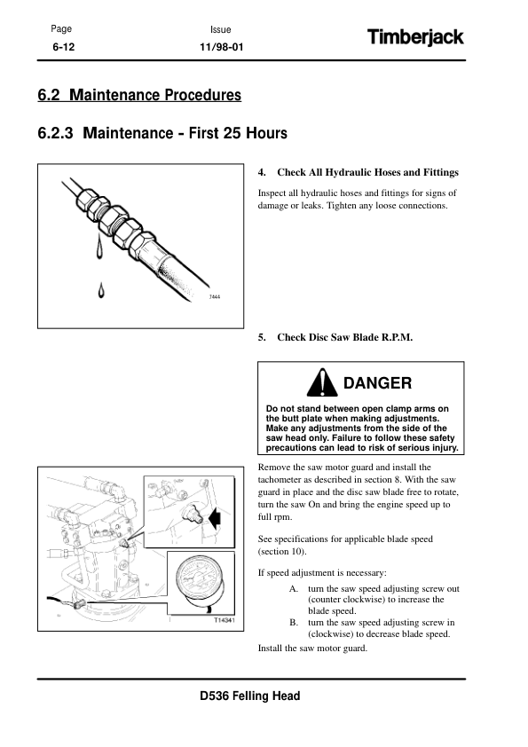 John Deere D536 Felling Heads Operator’s Manuals (OMF288069) Workshop Guide