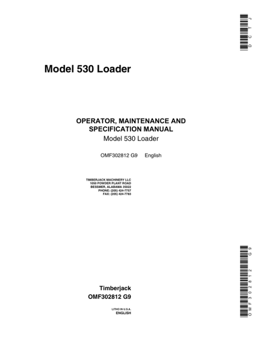 John Deere 530 Knuckleboom Loader Operator’s Manuals (OMF302812) Workshop Guide