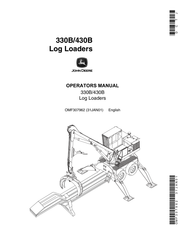 John Deere 330B, 430B Knuckleboom Loader Operator’s Manuals (OMF307962) Workshop Guide