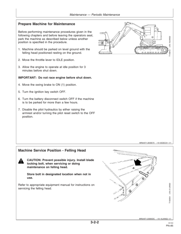 John Deere 753GL Tracked Feller Bunchers Operator’s Manuals (OMF383390) Workshop Guide
