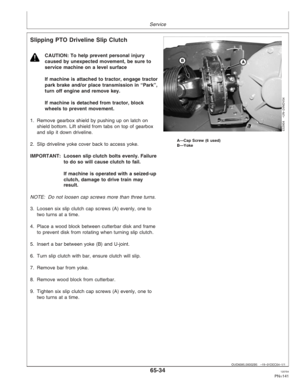 John Deere 525, 530, 535 Rotary Mower Conditioners Operator’s Manual (OMFH300943) Workshop Guide