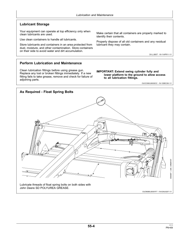 John Deere 730, 735 Mower-Conditioners Operator’s Manual (OMFH303473) Workshop Guide