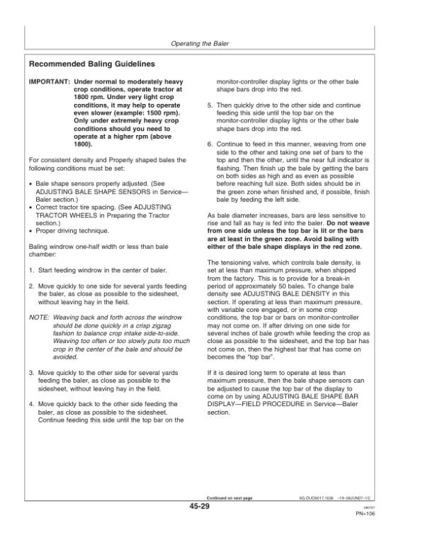 John Deere 468, 468 Silage Special, & 568 Round Balers (340001- 349999) Operator’s Manual (OMFH304736) Workshop Guide
