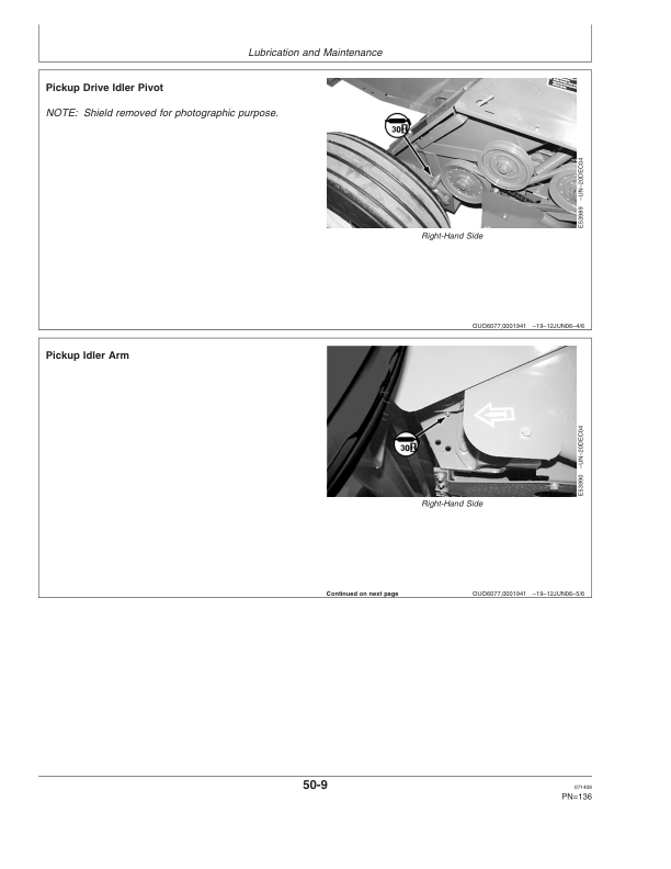 John Deere 458 Standard Round Balers (Regular Pickup Only) (352001-) Operator’s Manual (OMFH304967) Workshop Guide