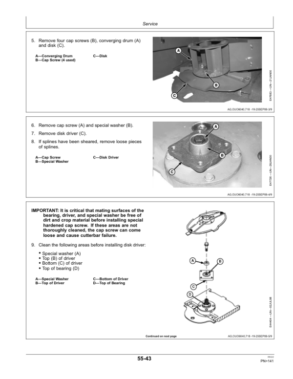 John Deere 946, 956 (S.N. 350001-) Mower-Conditioner (N.A. Edition) Operator’s Manual (OMFH305940) Workshop Guide