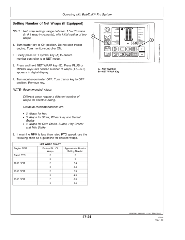 John Deere 458, 458 Silage Special & 558 Round Balers (Regular & Megawide Pickup Plus) (350001-) Operator’s Manual (OMFH307273) Workshop Guide