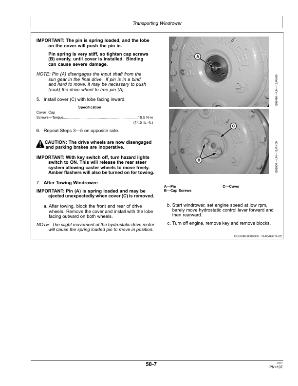 John Deere R450 Self-Propelled Windrower (380501-) Operator’s Manual (OMFH314477) Workshop Guide