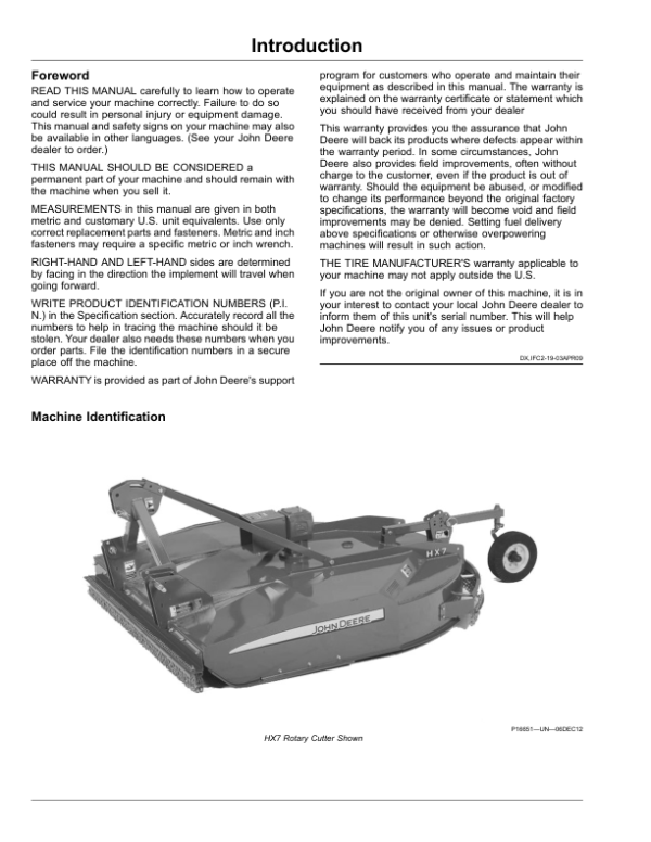 John Deere HX6, HX7, MX5, MX6 & MX7 Single-Spindle Rotary Cutters Operator’s Manual (OMFH337984) Workshop Guide