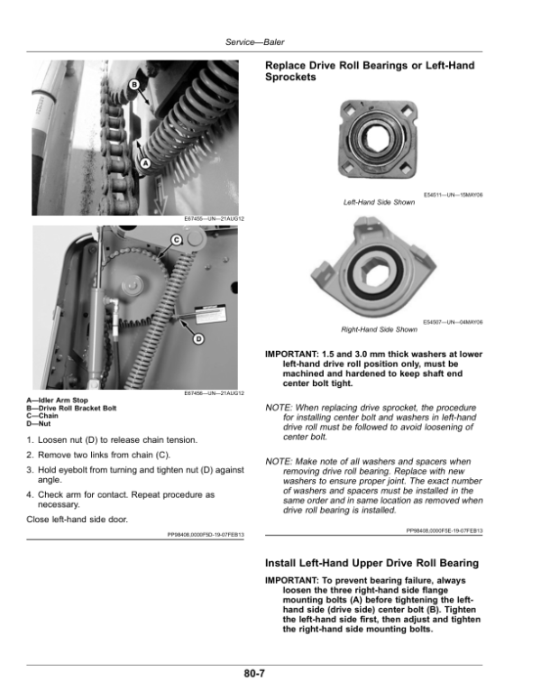 John Deere 450M, 550M Round Balers (460001-) (Export Edition) Operator’s Manual (OMFH343749) Workshop Guide
