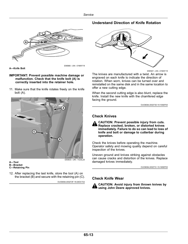 John Deere C400 Center Pivot Mower-Conditioners (490000-) (Export Edition) Operator’s Manual (OMFH348840) Workshop Guide