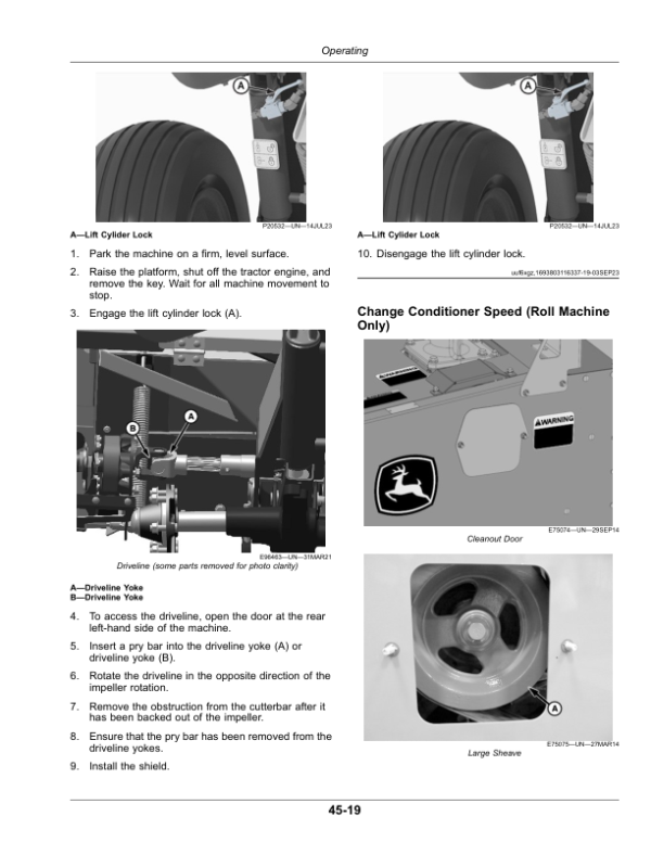 John Deere C500 Center Pivot Mower-Conditioner (000001-) (North American) Operator’s Manual (OMFH350456) Workshop Guide