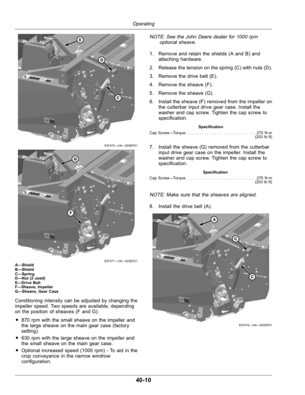 John Deere R400 Rotary Platform (Export Edition) (Serial Number 000001-) Operator’s Manual (OMFH350464) Workshop Guide