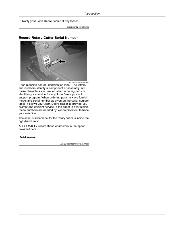 John Deere RC5M, RC6M, RC7M, RC6R & RC7R Single- Spindle Rotary Cutters (North American) Operator’s Manual (OMFH354746) Workshop Guide