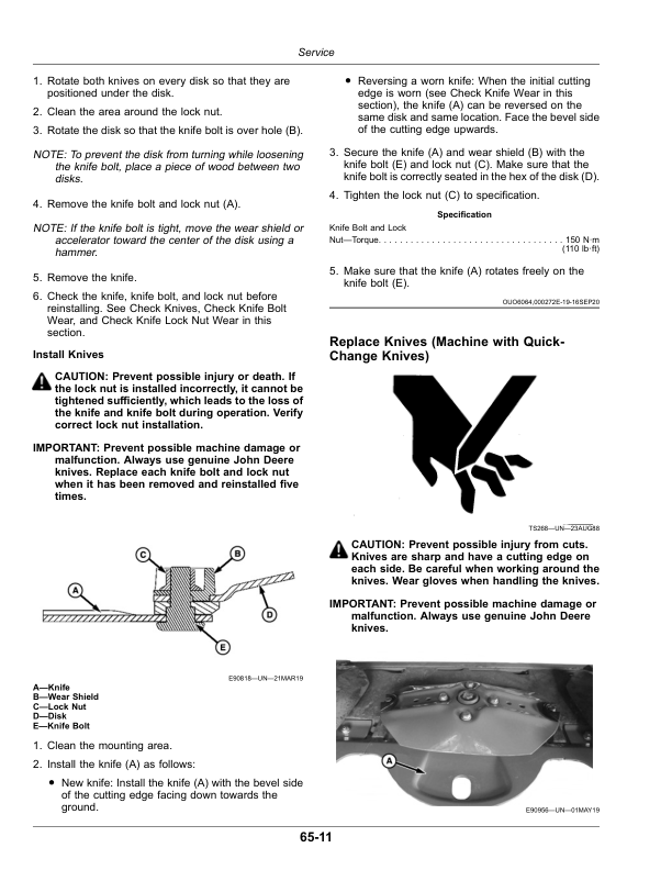 John Deere C400 Center Pivot Mower-Conditioners (Export Edition) Operator’s Manual (OMFH355641) Workshop Guide