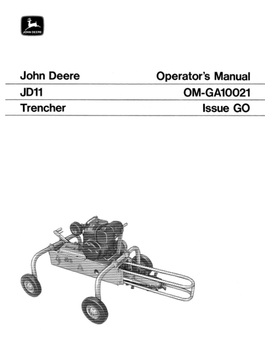 John Deere JD11 Trencher Operator’s Manual (OMGA10021) Workshop Guide