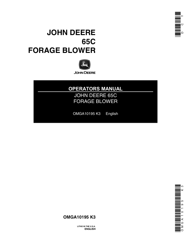 John Deere 65C Forage Blower Operator’s Manual (OMGA10195) Workshop Guide