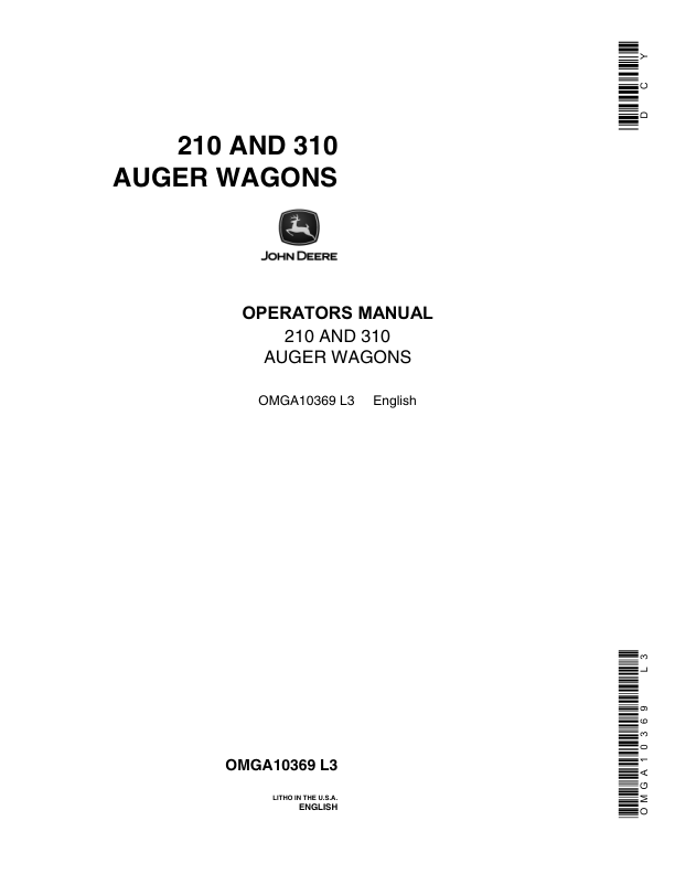 John Deere 210, 310 Auger Wagons Operator’s Manual (OMGA10369) Workshop Guide