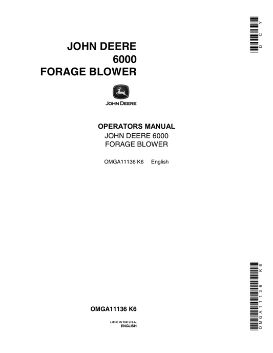 John Deere 6000 Forage Blower Operator’s Manual (OMGA11136) Workshop Guide