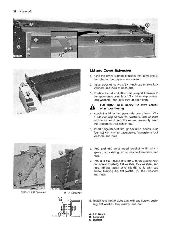 John Deere 790, 850, 870A Flail Spreader Operator’s Manual (OMGA11138) Workshop Guide