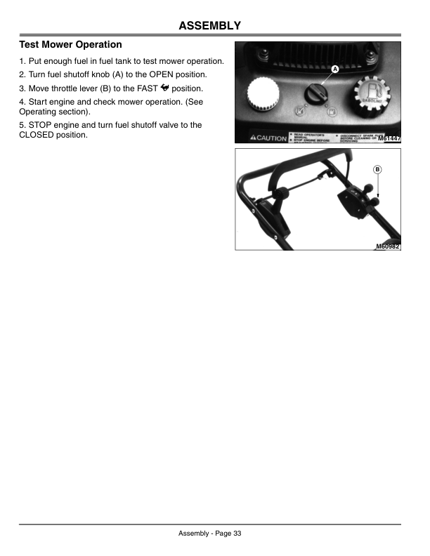 John Deere JX85 21-Inch Commercial Walk Behind Rotary Mower (010001-) Operator’s Manual (OMGC00190) Workshop Guide