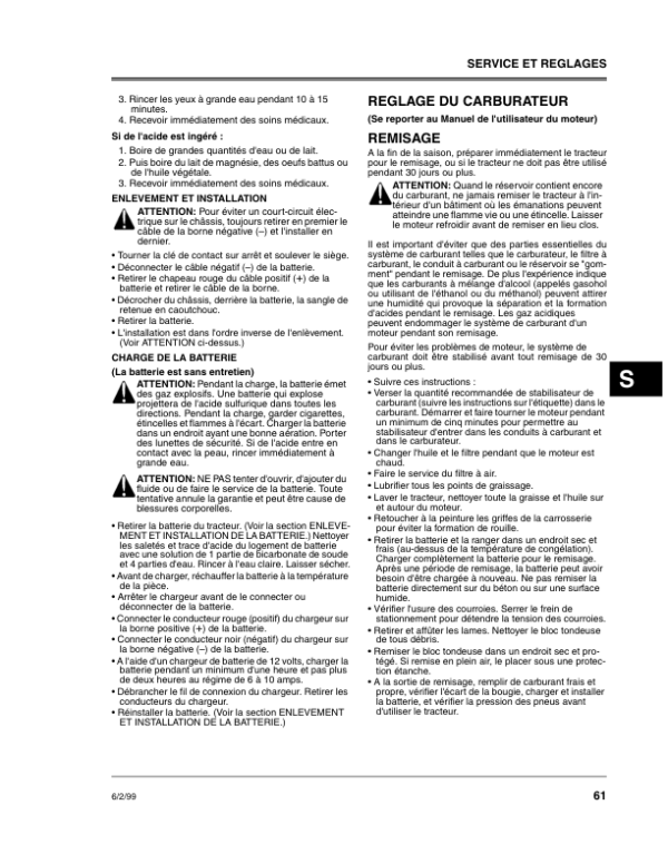 John Deere 38, 42, 46-Inch Sabre Lawn Tractors (1438G, 1542G/H, 15.538G/H, 1642G/h, 1646H, 1642 V-Twin H & 1646 V-Twin H) Operator’s Manual (OMGX10226) Workshop Guide