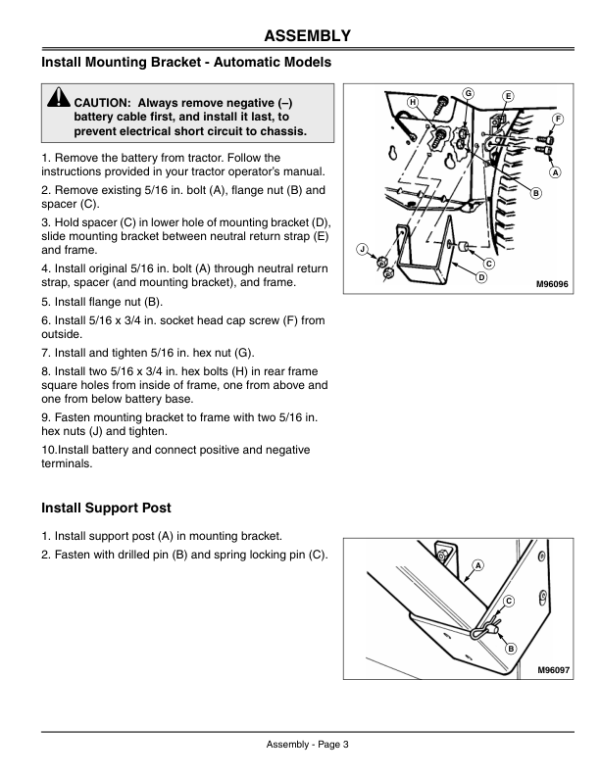 John Deere 2-Bag Sabre Bagger 38-Inch & 42-Inch Mower Decks Operator’s Manual (OMGX10477) Workshop Guide