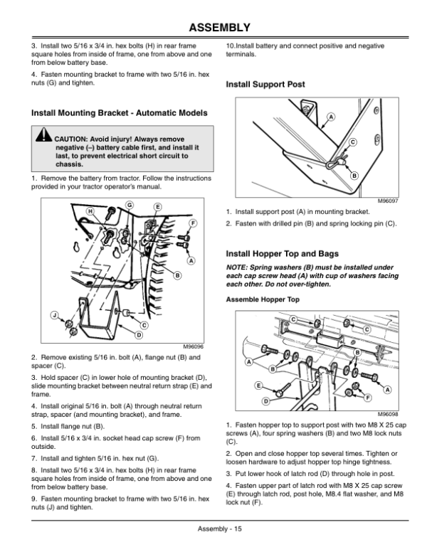 John Deere 2-Bag Sabre Bagger 38-Inch & 42-Inch Mower Decks Operator’s Manual (OMGX10632) Workshop Guide