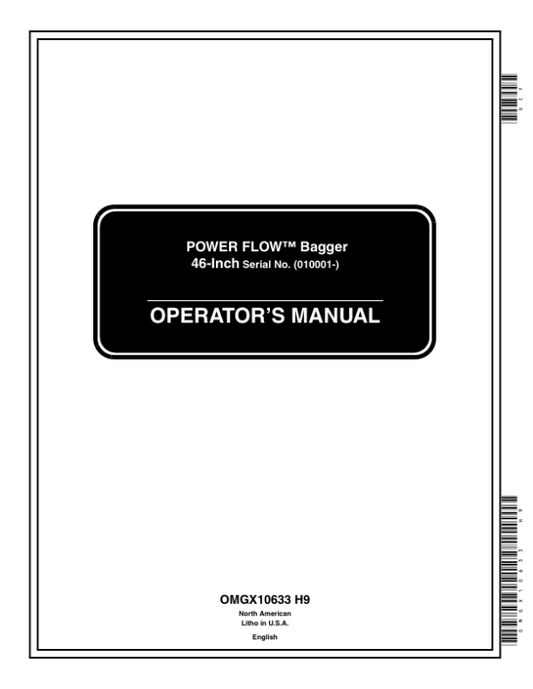 John Deere 46-Inch Power Flow Bagger (010001-) Operator’s Manual (OMGX10633) Workshop Guide