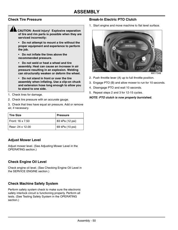 John Deere G100 Lawn & Garden Tractor (010001-) Operator’s Manual (OMGX21180) Workshop Guide