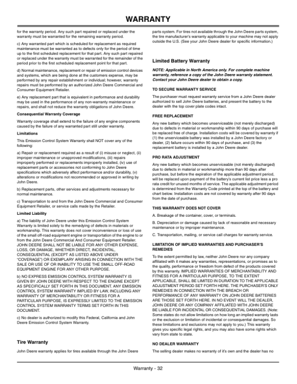 John Deere JA62 Walk-Behind Rotary Mower (110001-) Operator’s Manual (OMGX21223) Workshop Guide