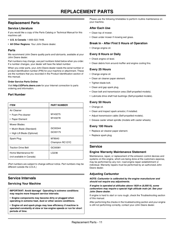 John Deere JS60H Rotary Mower (130001-) , JS63 Rotary Mower (160001-) , JS63C Rotary Mower (140001-) North America Operator’s Manual (OMGX22067) Workshop Guide