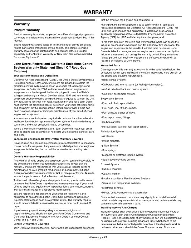 John Deere JS20, JS30, JS40 Walk-Behind Rotary Mower(100001-) Operator’s Manual (OMGX22621) Workshop Guide