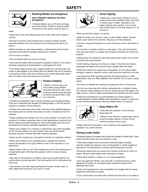 John Deere 100 Series Lawn Tractors North America (010001-200000) Operator’s Manual (OMGX22661) Workshop Guide