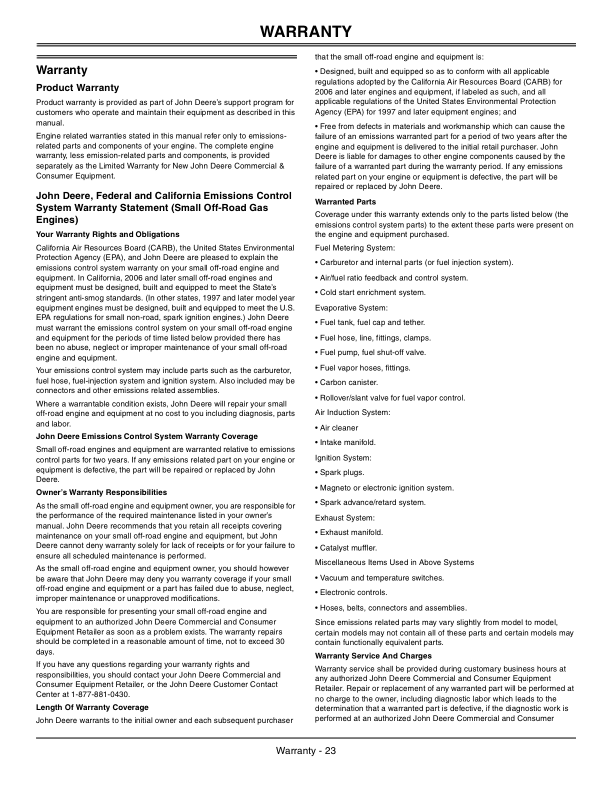 John Deere JS45 Walk-Behind Mower (100001-) Operator’s Manual (OMGX23246) Workshop Guide