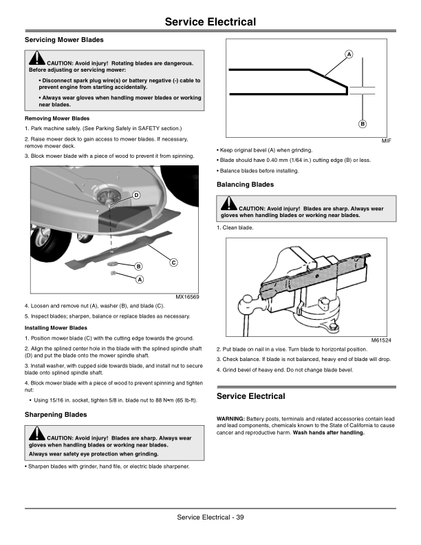 John Deere D100, D120, D130, D140, D150, D160 & D170 Lawn Tractors Worldwide Edition (010001-200000) Operator’s Manual (OMGX24147) Workshop Guide