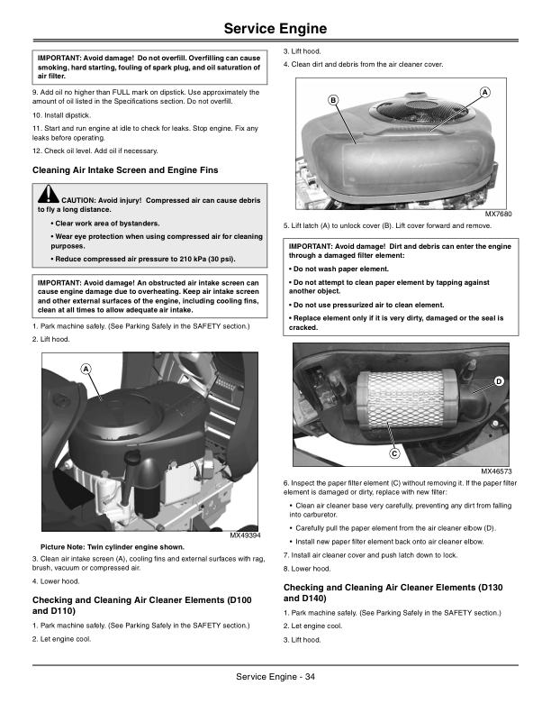 John Deere D100, D110, D120, D130, D140, D160 & D170 Lawn Tractors Worldwide Edition (200000- ) Operator’s Manual (OMGX24230) Workshop Guide