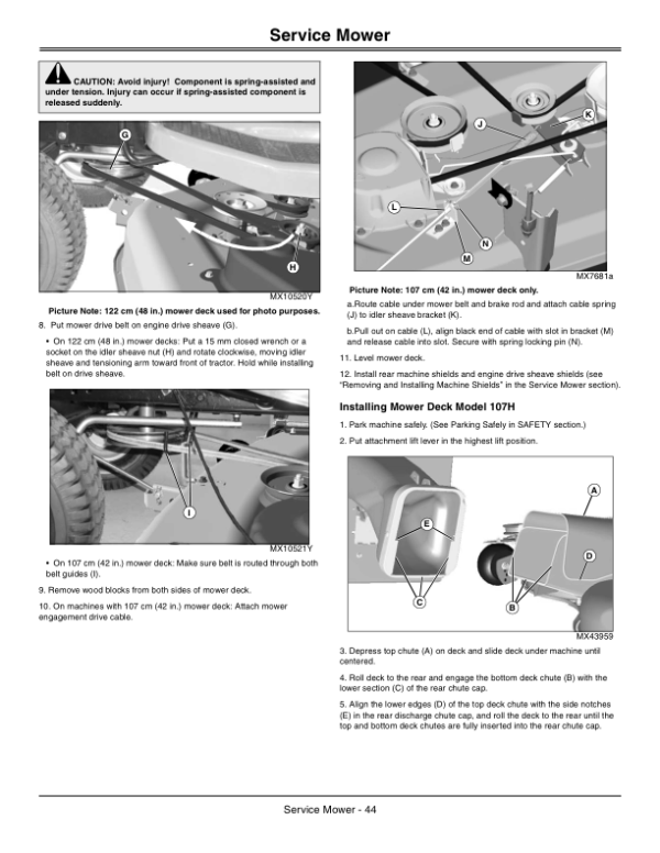 John Deere 107H & 107S Sabo Lawn Tactors Export Edition (020001-040000) Operator’s Manual (OMGX24249) Workshop Guide