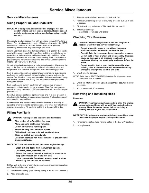 John Deere 92H, 107H & 107S Lawn Tractors Export Edition (F100001-700000) Operator’s Manual (OMGX25463) Workshop Guide