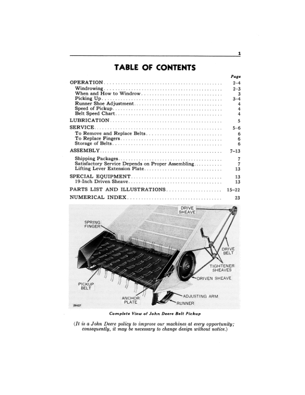 John Deere 60-Inch Belt Pickup – 25, 12-A Combines Operator’s Manual (OMH121252) Workshop Guide
