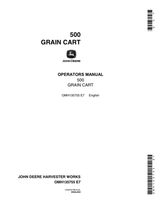 John Deere 500 Grain Cart Operator’s Manual (OMH135755) Workshop Guide